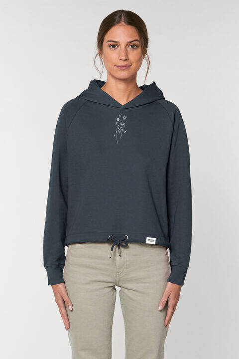 AESTHETIKA HOODIE CROPPED TWINKLE ink blue black front women