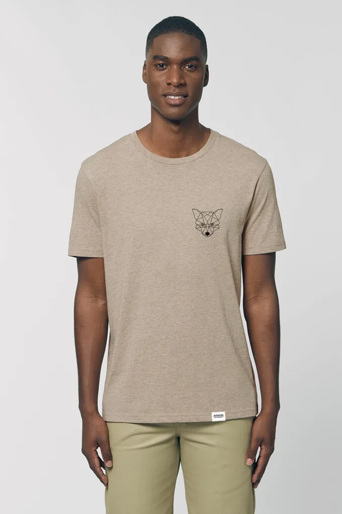 AESTHETIKA T-SHIRT THE TINY FOX heathersand black front