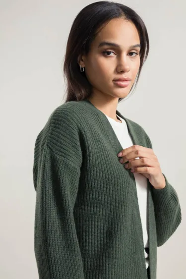 Rufò – Women's Recycled Cashmere Cardigan Margherita olive