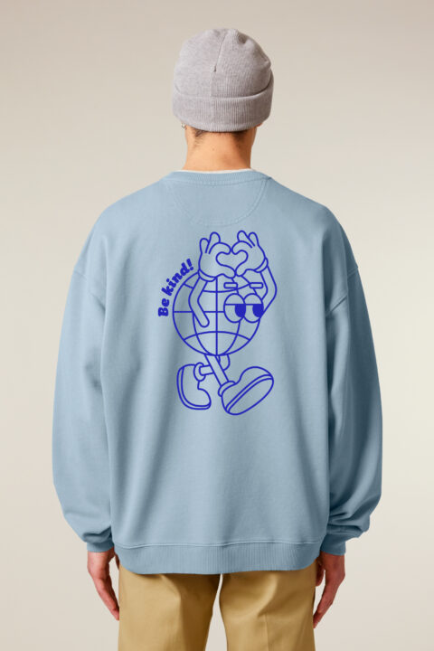 aesthetika Sweater Oversize - BE KIND! vintage eisblau/blau Rückseite