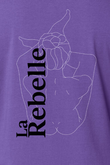 ästhetika T-Shirt W - LA REBELLE lila/weiß/schwarz Motiv