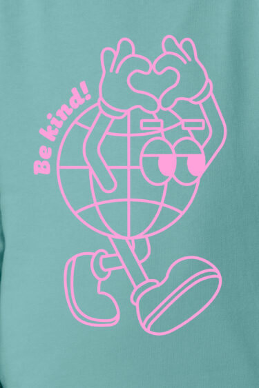 ästhetika Kinder Sweatshirt - BE KIND! türkis/rosa Motiv