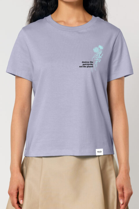 ästhetika T-Shirt W - DESTROY THE PATRIARCHY lavendel/frisches grün/schwarz Vorderseite