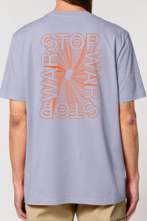 ästhetika T-Shirt - STOP WARS lavendel/orange Rückseite