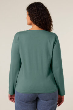 ästhetika Frauen Langarm Oberteil – BASIC buchtgrün Rückseite