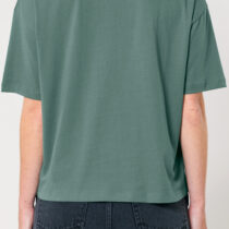 ästhetika T-Shirt-Cropped – DESTROY THE PATRIARCHY NOT THE PLANET buchtgrün/weiß/rosa Rückseite