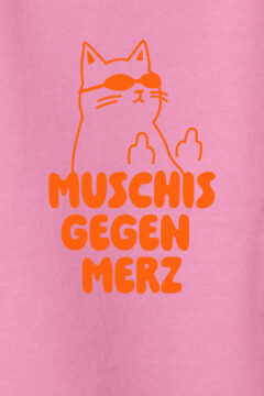 ästhetika Frauen HOODIE – MUSCHIS GEGEN MERZ pink/orange Motiv