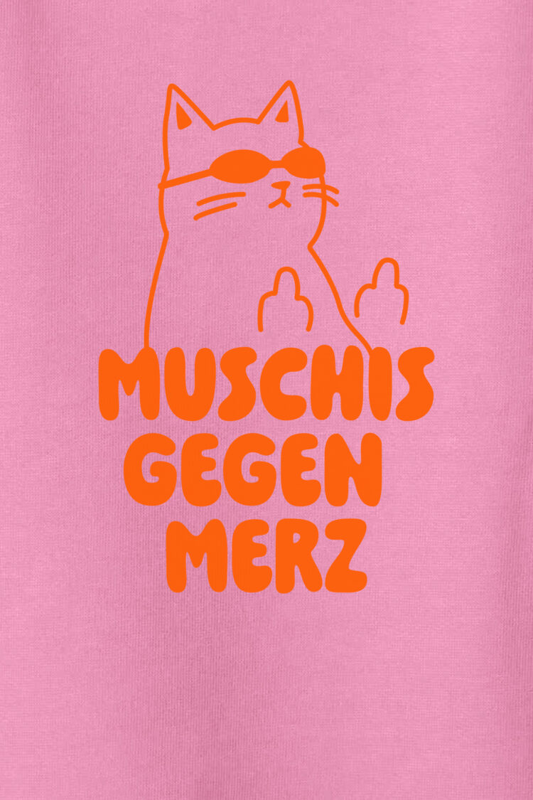 ästhetika Frauen HOODIE – MUSCHIS GEGEN MERZ pink/orange Motiv
