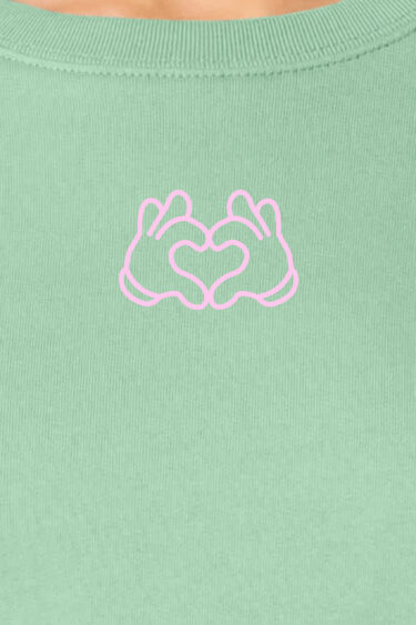 ästhetika Frauen Sweatshirt BE KIND HÄNDCHEN jade/rose Motiv