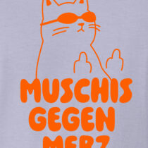 ästhetika T-Shirt – MUSCHIS GEGEN MERZ lavendel/orange Vorderseite