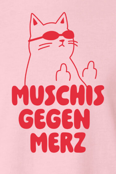 ästhetika Frauen T-Shirt – MUSCHIS GEGEN MERZ rosa/rot Motiv