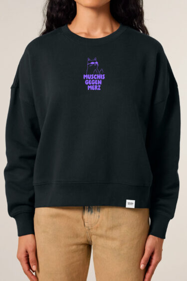ästhetika Sweatshirt Women – MUSCHIS GEGEN MERZ black/purple Front