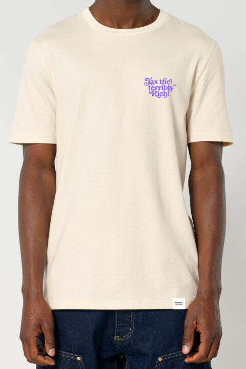 ästhetika T-Shirt – TAX THE TERRIBLY RICH natur/lila Vorderseite