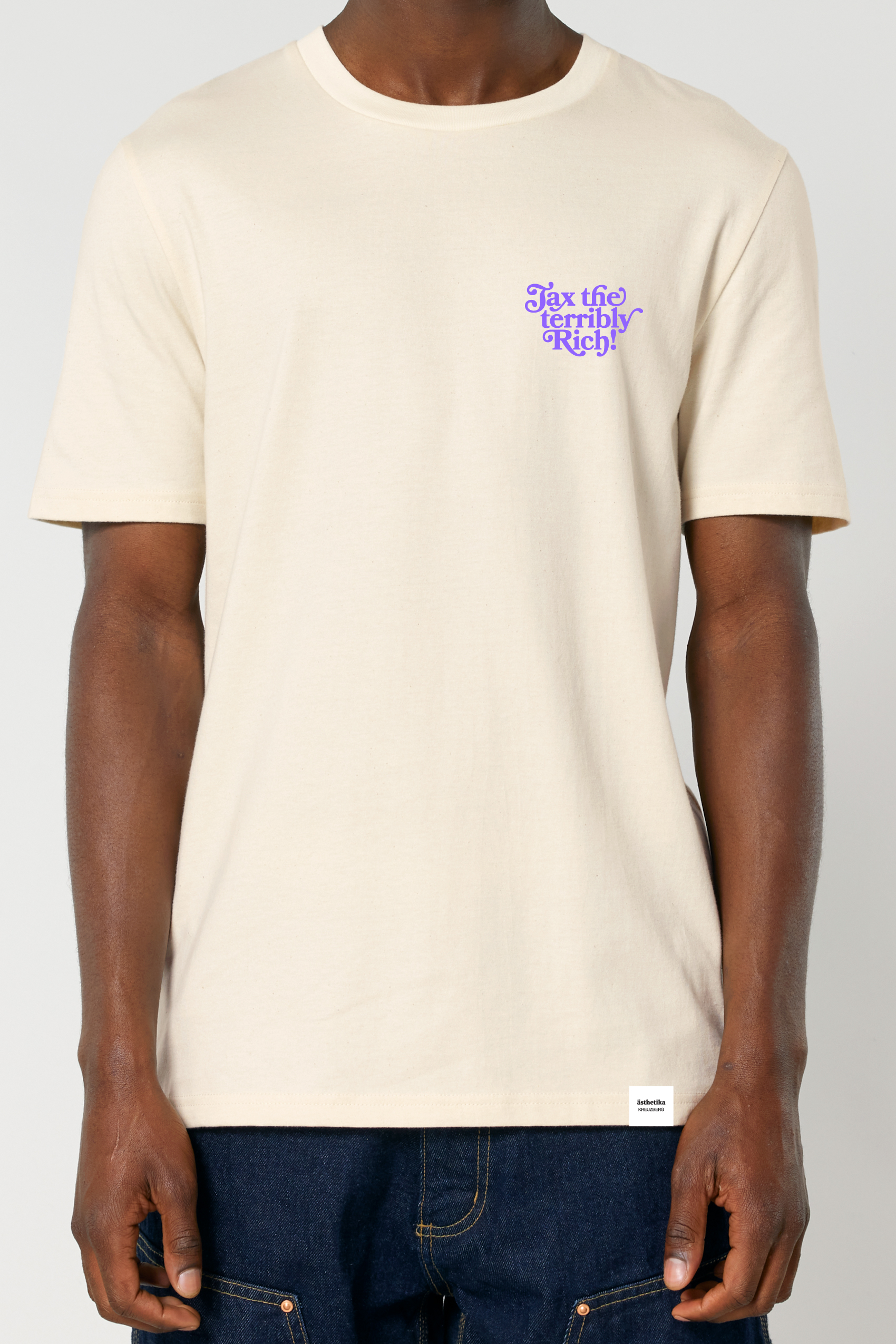 ästhetika T-Shirt – TAX THE TERRIBLY RICH raw/purple Front