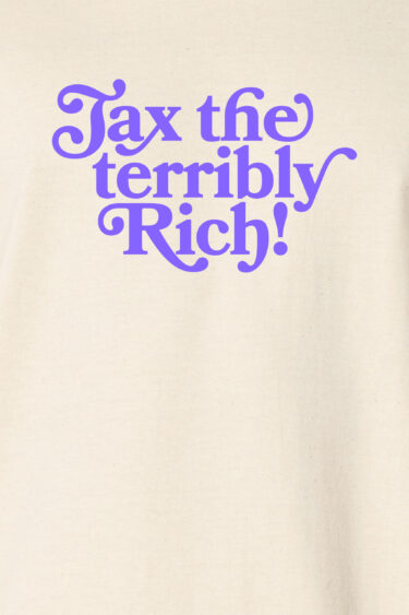 ästhetika T-Shirt – TAX THE TERRIBLY RICH natur/lila motiv