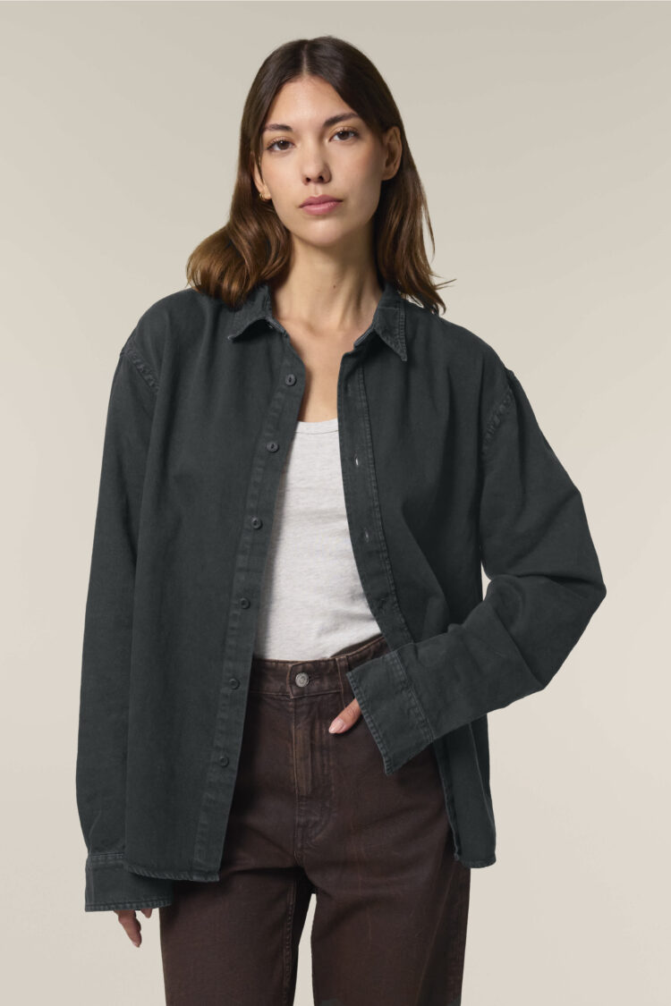 ästhetika Hemd – BASIC schwarz Frau Vordeseite