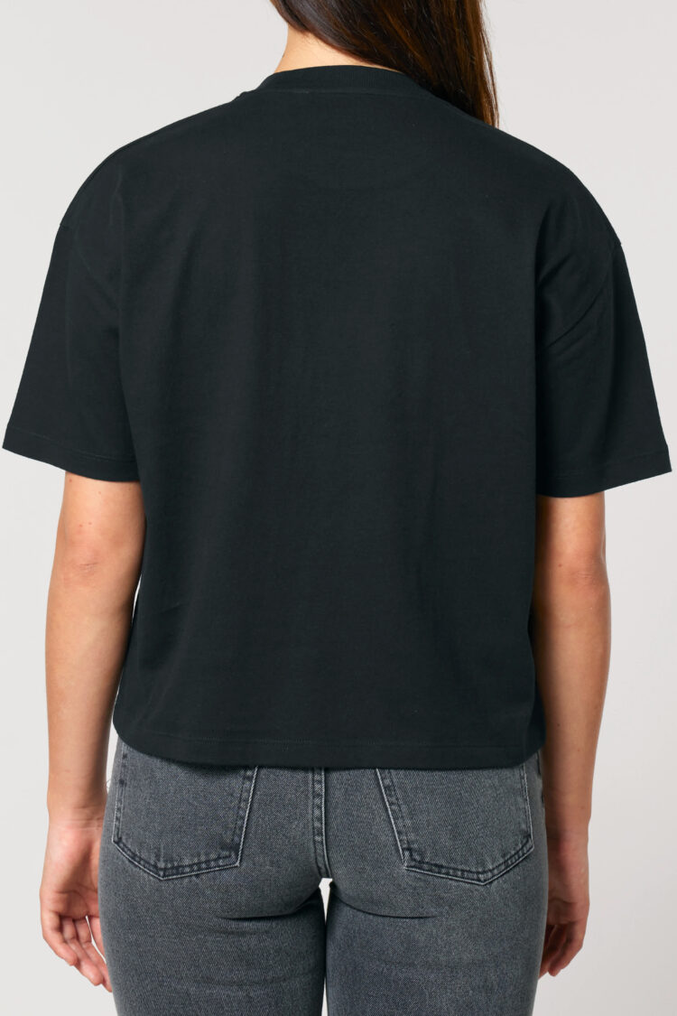 ästhetika T-Shirt Cropped – MUSCHIS GEGEN MERZ schwarz/lila Rückseite