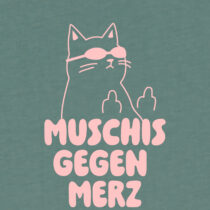 ästhetika T-Shirt Cropped – MUSCHIS GEGEN MERZ buchtgrün/rosa Motiv