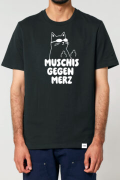 ästhetika T-Shirt MUSCHIS GEGEN MERZ schwarz/weiß Vorderseite