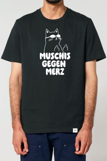 ästhetika T-Shirt MUSCHIS GEGEN MERZ schwarz/weiß Vorderseite
