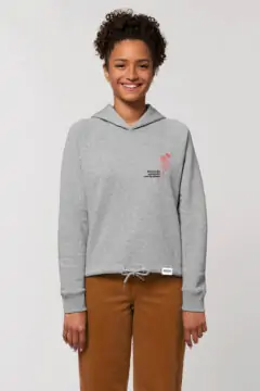 AESTHETIKA HOODIE CROPPED DESTROY PATRIARCHY grey red black front women