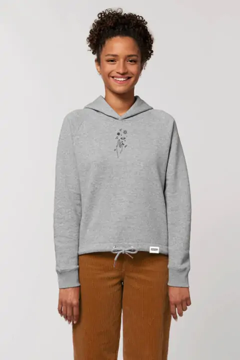 AESTHETIKA HOODIE CROPPED TWINKLE grey black front women