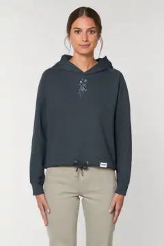 AESTHETIKA HOODIE CROPPED TWINKLE ink blue black front women