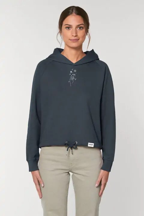 AESTHETIKA HOODIE CROPPED TWINKLE ink blue black front women
