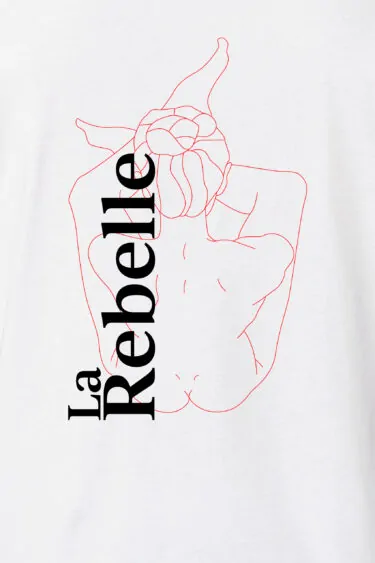 ästhetika T-Shirt - LA REBELLE weiß/rot/schwarz Motiv