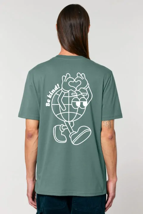 ästhetika T-Shirt Bold - BE KIND! buchtgrün/weiß Rückseite