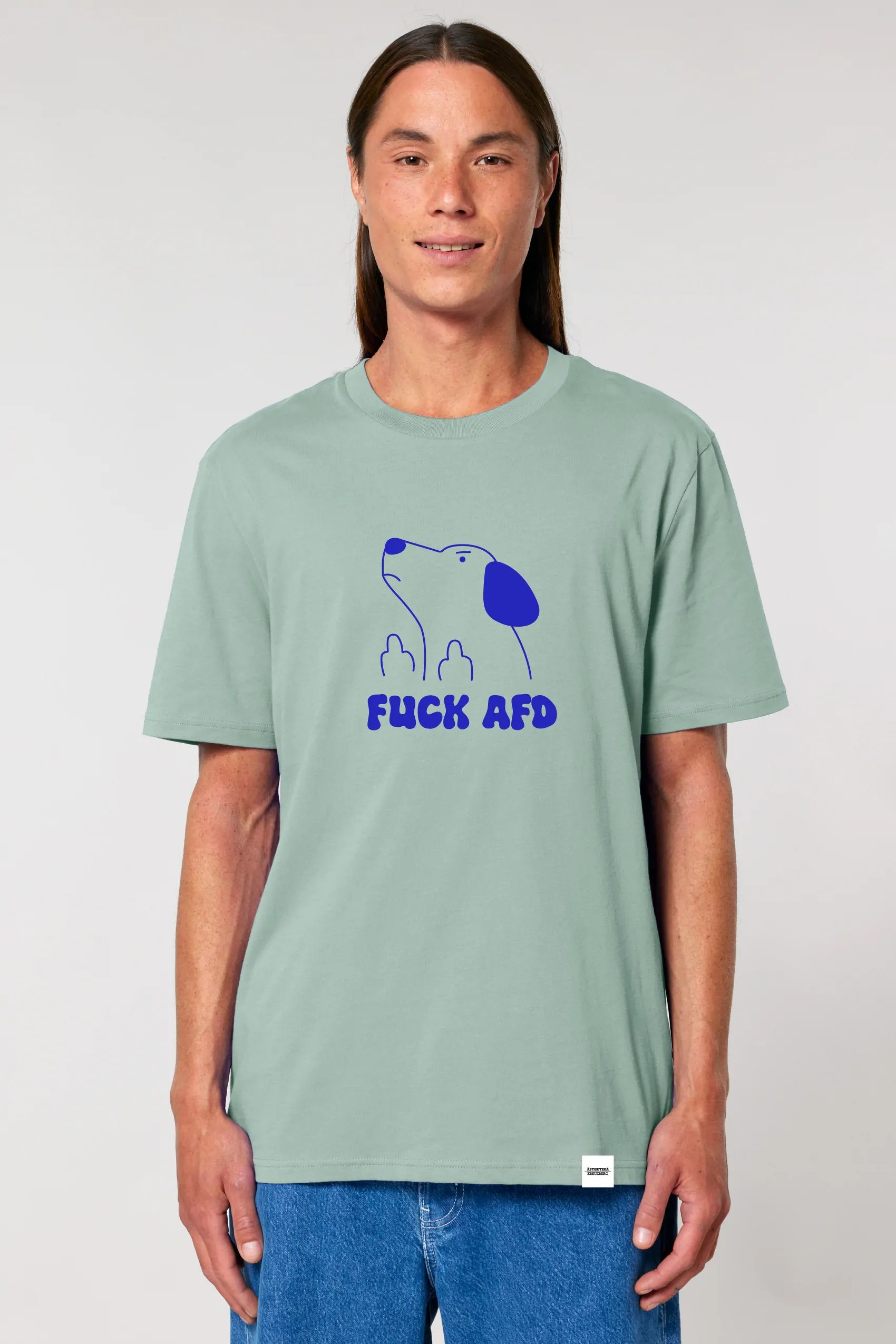 ästhetika T-Shirt - FUCK AFD aloe/blue front
