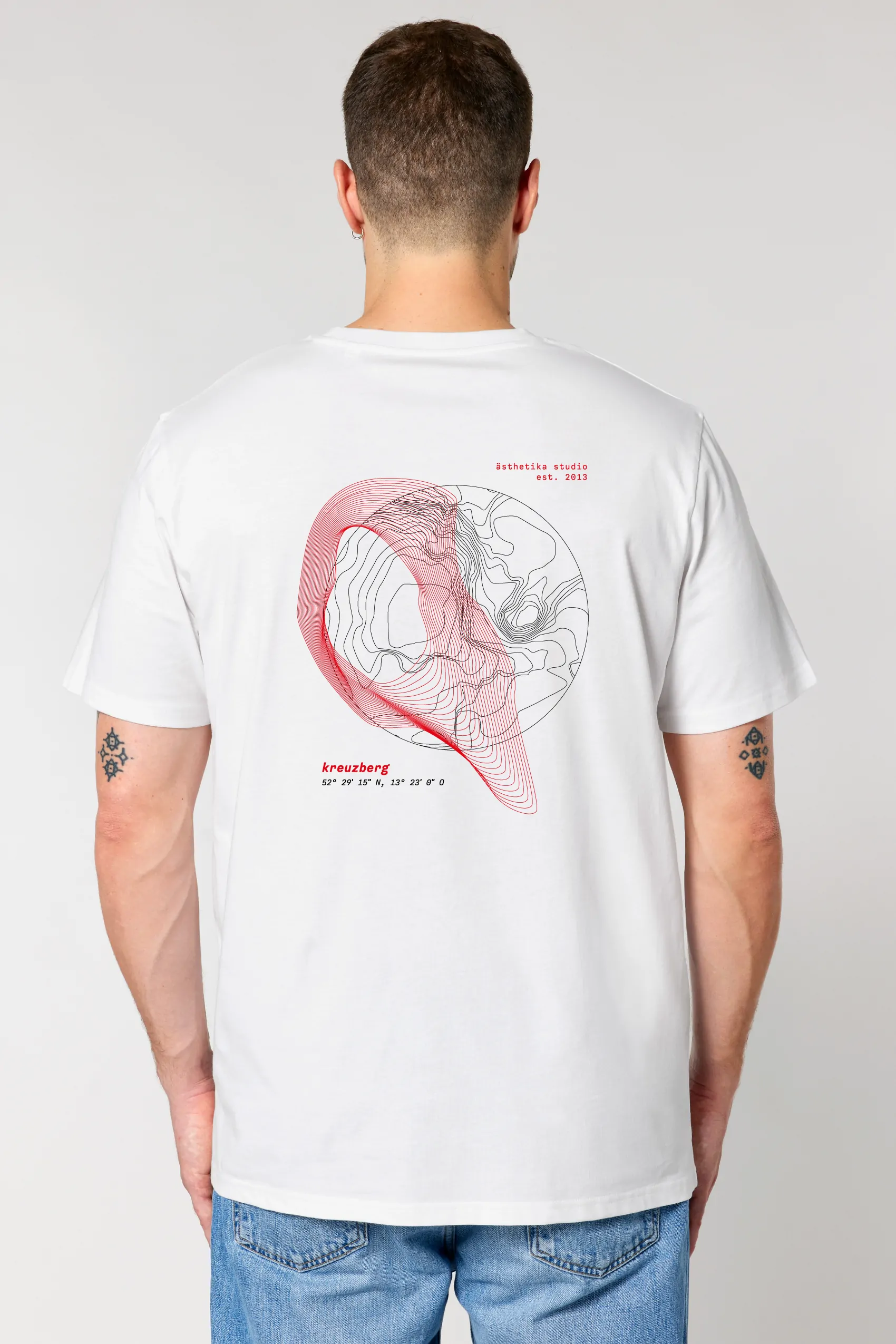 ästhetika T-Shirt - KREUZBERG 61 weiß/rot/schwarz Rückseite