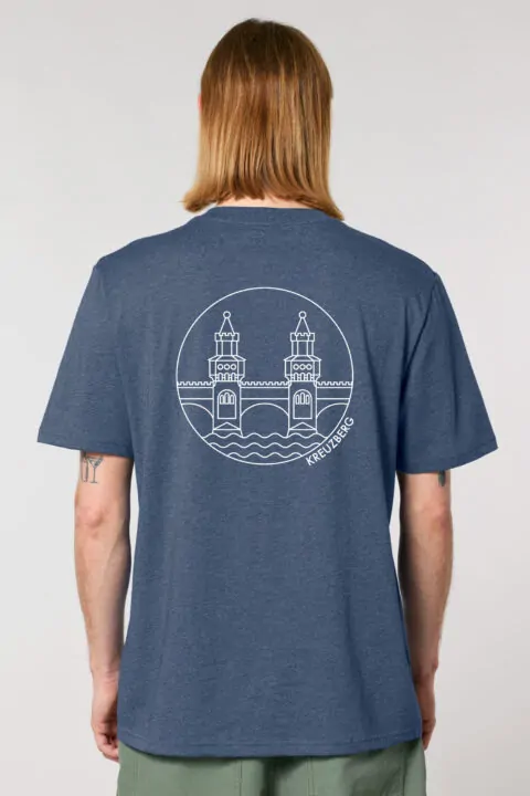 ästhetika T-Shirt – OBERBAUM dark heather blue back