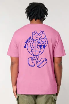 ästhetika T-Shirt - BE KIND! bubble pink/blau back
