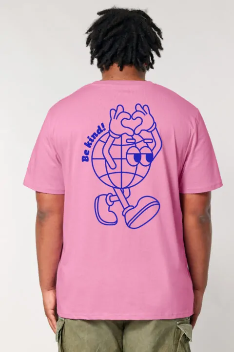 ästhetika T-Shirt - BE KIND! bubble pink/blau back