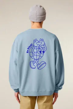 aesthetika Sweater Oversize - BE KIND! vintage eisblau/blau Rückseite