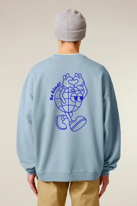 aesthetika Sweater Oversize - BE KIND! vintage eisblau/blau Rückseite