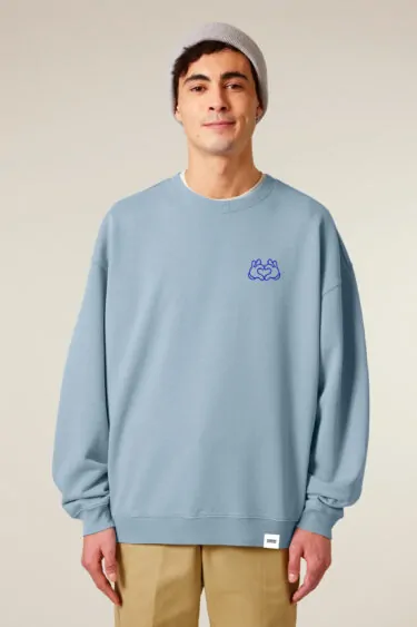 aesthetika Sweater Oversize - BE KIND! vintage eisblau/blau Vorderseite
