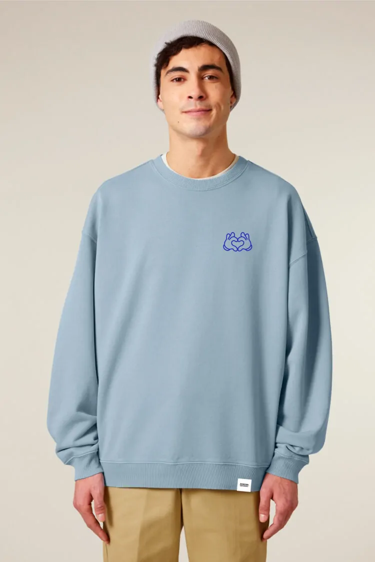 aesthetika Sweatshirt Oversize - BE KIND! vintage ice blue/blue front