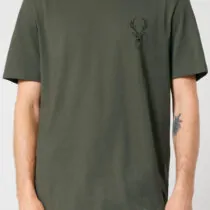 ästhetika T-Shirt - DER HIRSCH khaki/schwarz Vorderseite