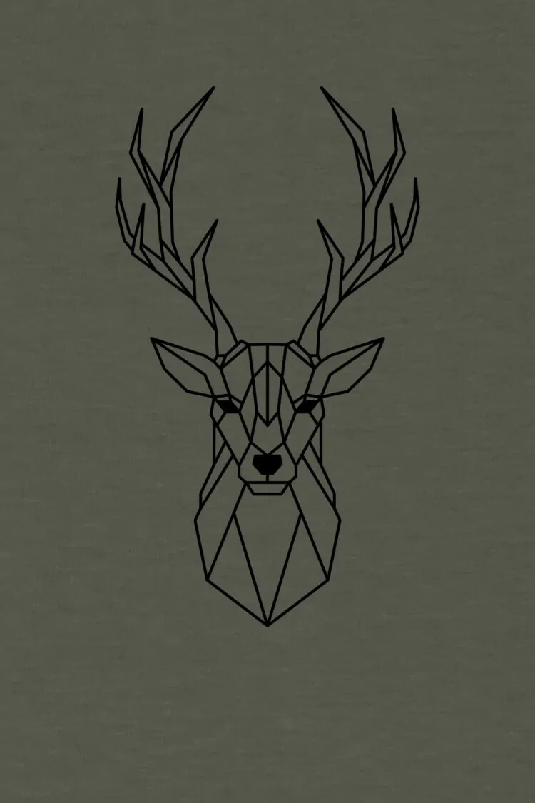 ästhetika T-Shirt - DER HIRSCH khaki/schwarz Motiv