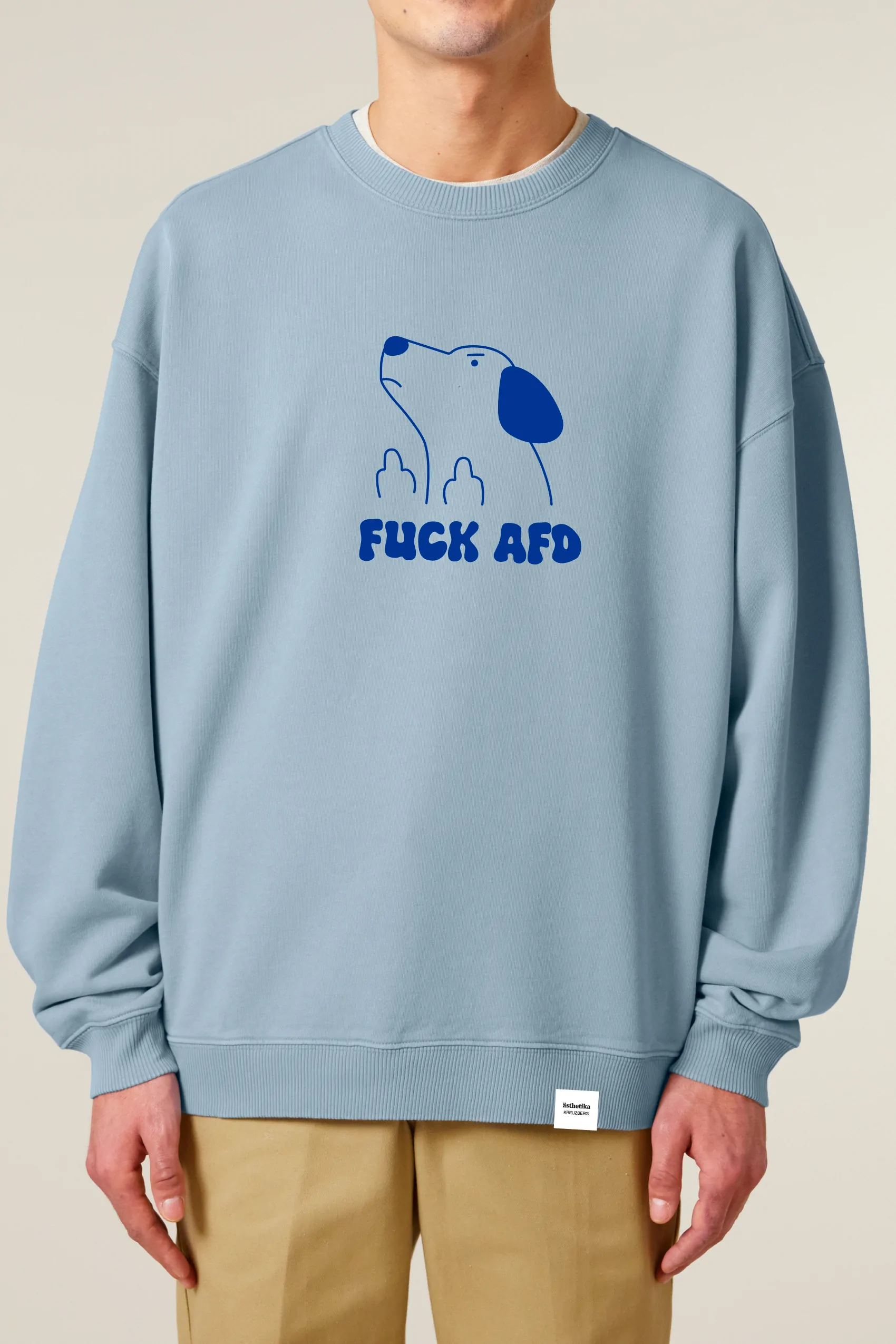 ästhetika Sweatshirt Oversize - FUCK AFD eisblau/blau Vorderseite