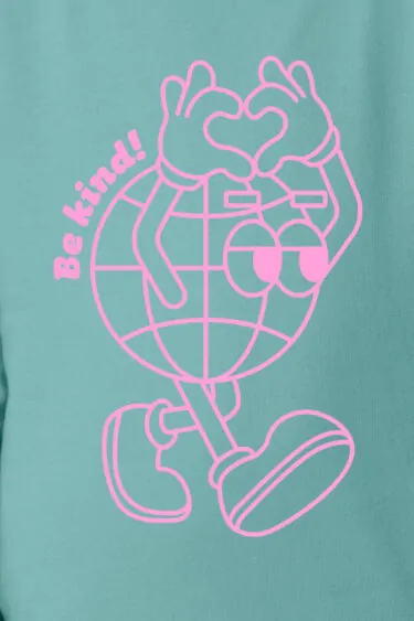 ästhetika Kinder Sweatshirt - BE KIND! türkis/rosa Motiv