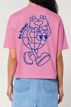 ästhetika T-Shirt Cropped - BE KIND! bubble pink/blue Back