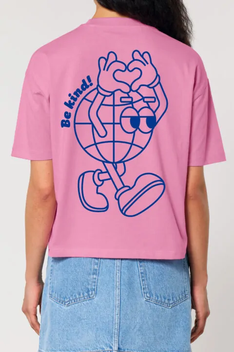 ästhetika T-Shirt cropped BE KIND! bubble pink/blue Rückseite