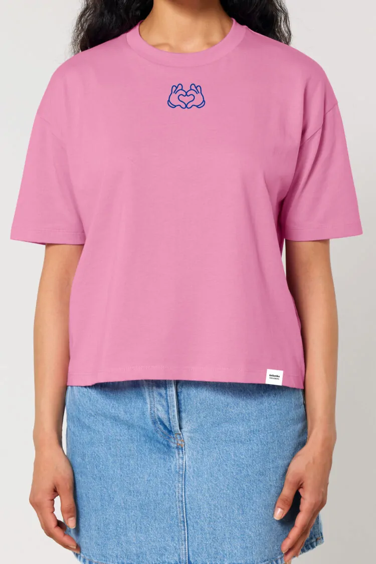 ästhetika T-Shirt cropped BE KIND! bubble pink/blue Vorderseite