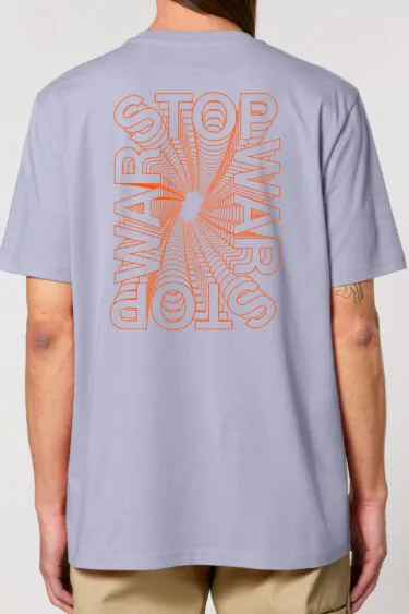 ästhetika T-Shirt - STOP WARS lavendel/orange Rückseite