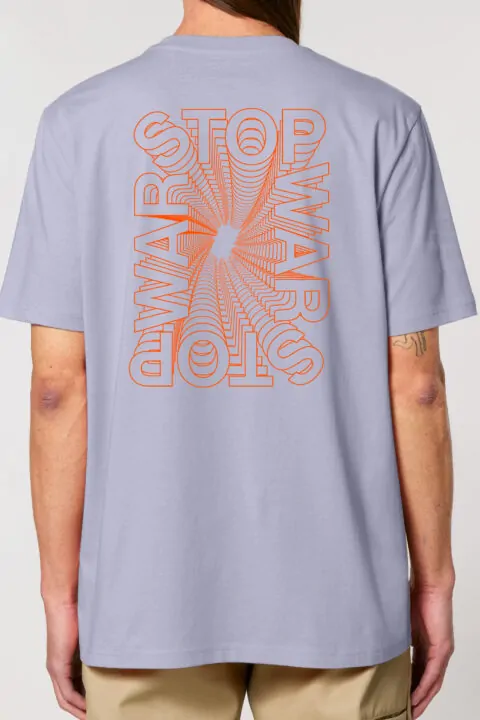 ästhetika T-Shirt - STOP WARS lavendel/orange Rückseite