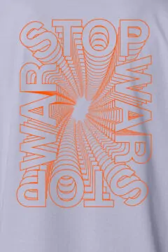 ästhetika T-Shirt - STOP WARS lavendel/orange Motiv