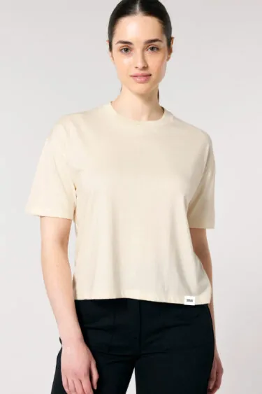 ästhetika T-Shirt Cropped - LA-REBELLE natur/rot/schwarz Vorderseite